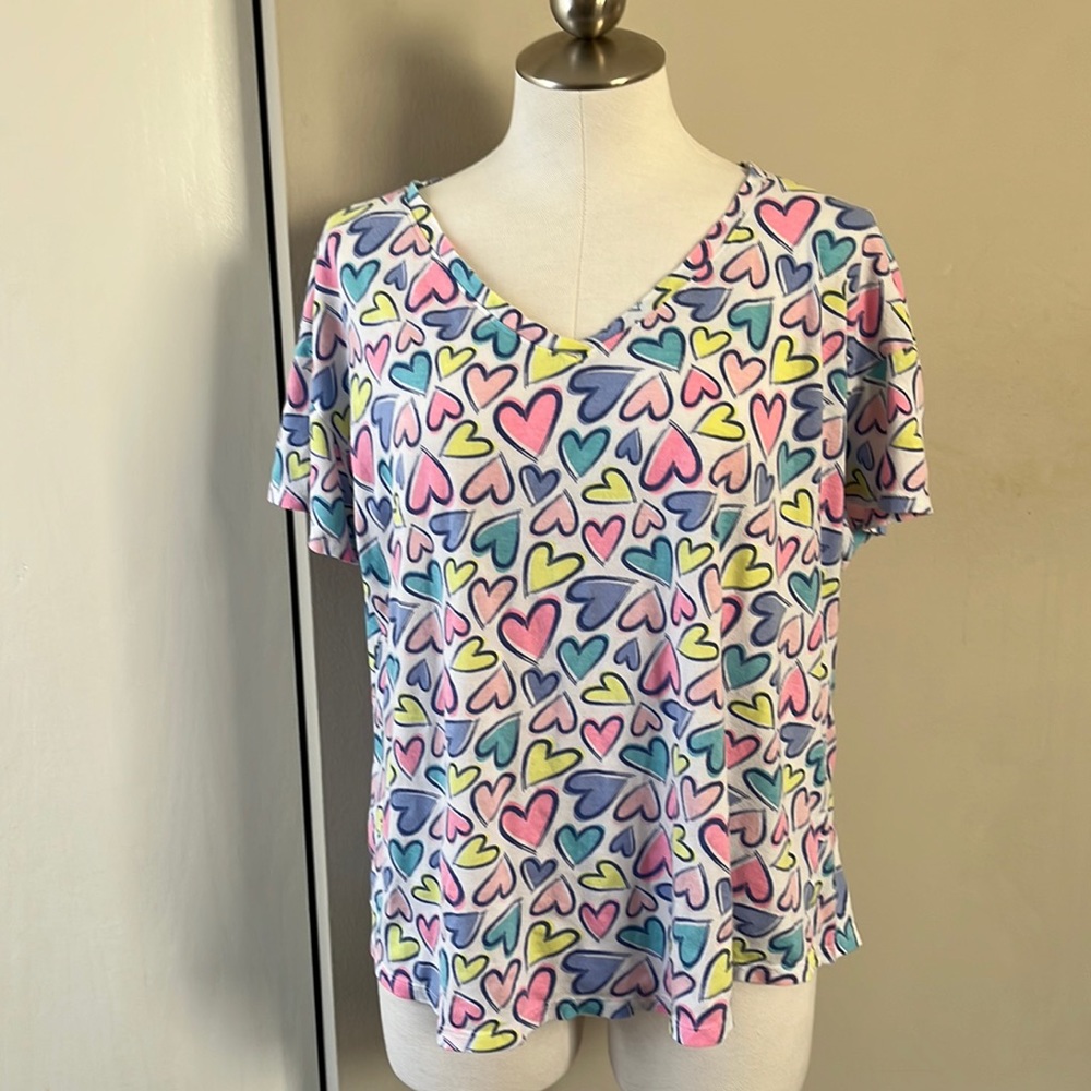 ‼️FINAL PRICE‼️Colorful Hearts Pajama Top - Excellent Condition